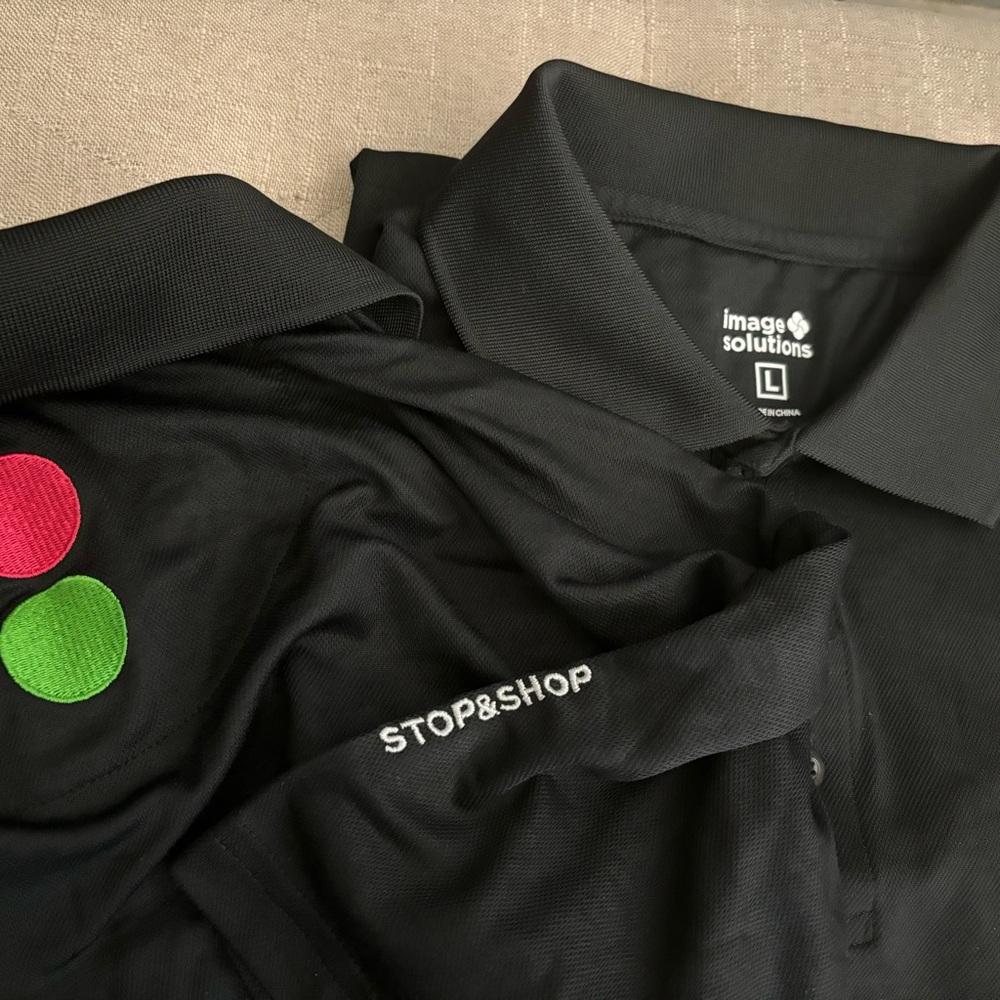 2 STOP & SHOP TEE T SHIRT STAFF UNIFORM SIZE LARGE UNISEX